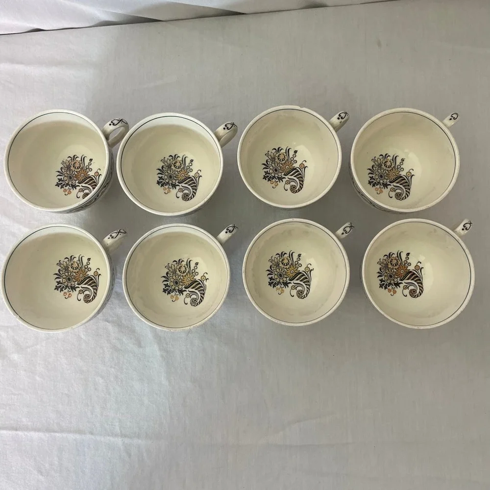 Vintage Ceramic Serving‎ Set Tray & 16 Cups Floral Design Tea Party